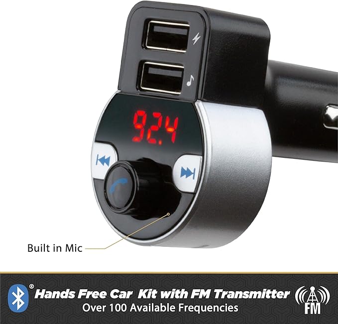 Scosche SBTFM4-XCES0 Select Bluetooth 5.0 FM Transmitter w/ Dual USB Charger Ports, & Digital LED Display, Wireless Radio Bluetooth Audio Adapter, Hands-Free Car Kit for Phone Calls & MP3 Music Player