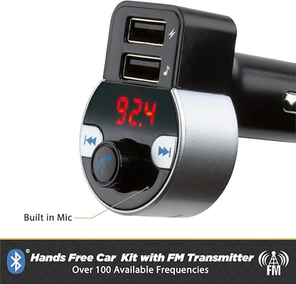 Scosche SBTFM4-XCES0 Select Bluetooth 5.0 FM Transmitter w/ Dual USB Charger Ports, & Digital LED Display, Wireless Radio Bluetooth Audio Adapter, Hands-Free Car Kit for Phone Calls & MP3 Music Player