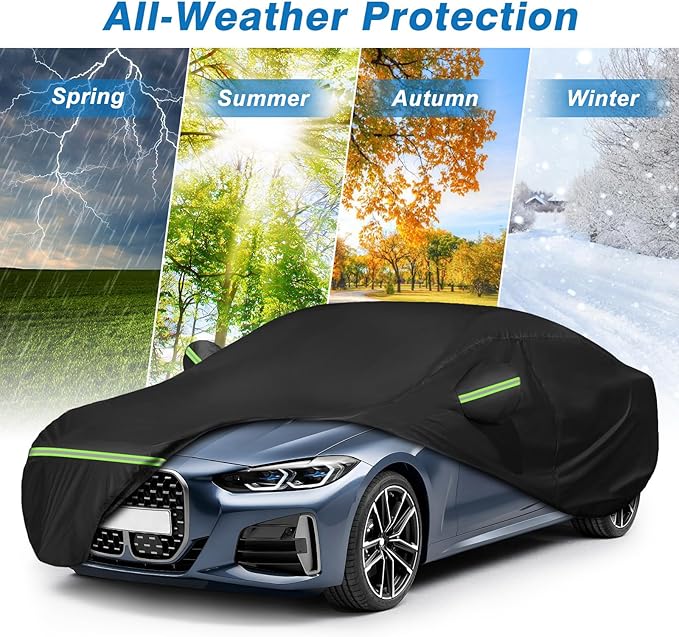 Car Cover for BMW M4/ 4 Series 420i 428i 430i 435i 440i /4 Coupe 2014-2024, Waterproof 210D Oxford Cloth and Cotton Cover Outdoor Full Car Covers with Zipper Windproof Heavy Duty All Weather