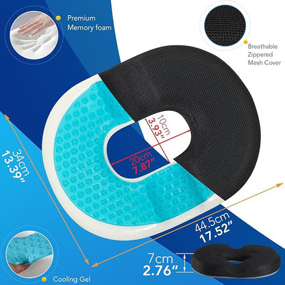 Donut Pillow for Office Chair Car Seat Cushion Cooling Gel Memory Foam Cushion Size:17.52"*13.39"*2.76"