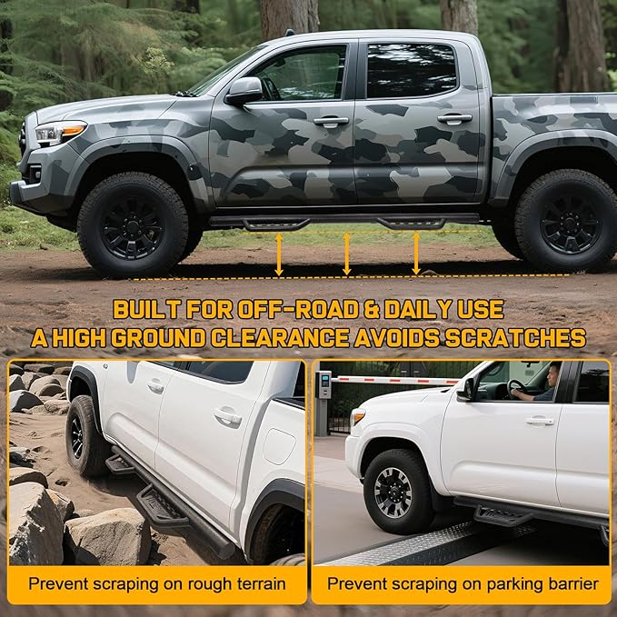 BINARY STAR Running Boarads Compatible with Vehicle 2022-2025 Toyota Tundra CrewMax Cab, 5.5 Inch Drop Down Tundra Side Steps, One-Piece Design Step Bars Made with Carbon Steel.