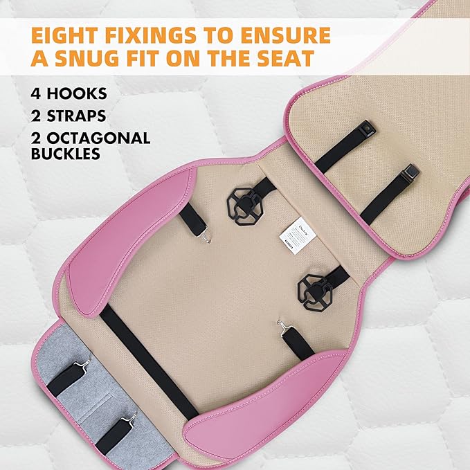 Elantrip 2 PCS Front Car Seat Covers Pink Leather Auto for Women Airbag Compatible Diamond Pattern PU Seat Cover Universal Fitness