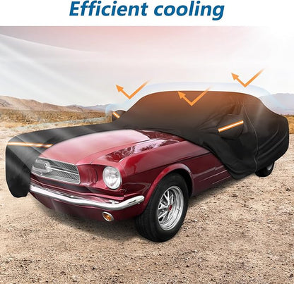 Car Cover for Ford Mustang 1964-1968, Waterproof 210D Oxford Cloth and Cotton Cover Outdoor Full Car Covers with Zipper Windproof Heavy Duty All Weather with Wind, Sun, UV and Dust Protectio