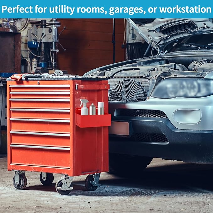 Magnetic Aerosol Spray Can Holder, Magnet Toolbox Bottle Holder, Tool Box Storage Rack for Garage and Home, Craft Workspace, Mechanic Paint Bottle Can Organizer, Red, 3"x8.3"