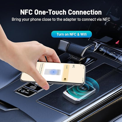 Android Auto Wireless Adapter with NFC, 2024 Upgraded Android Auto Dongle, Low Latency, 5.8GHz Wifi, Plug & Play Converts Wired to Wireless for Android 11+ & Cars with Factory Wired Android Auto