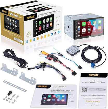 Sound Storm Laboratories DD999ACPW Wireless Apple CarPlay Android Auto Car Multimedia Player - Double-Din, 6.75 Inch Capacitive Touchscreen, Bluetooth, USB, No CD DVD Player, Multi-Color Illumination