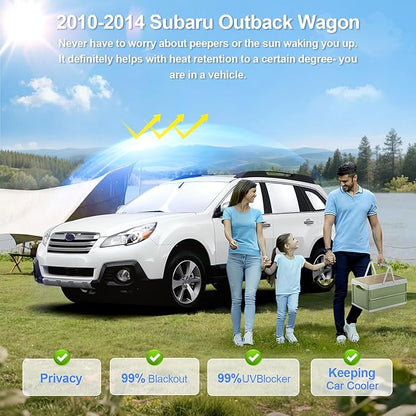 8pcs Car Window Shades for Subaru Outback Wagon 2010-2014 Accessories,Windshield Side Rear Full Sunshade,Sun Visor UV Blocking, Privacy Protection and Blackout for Camping Outdoor