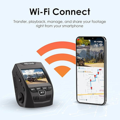 V1P SE 4K Dual Dash Cam w/GPS, Wi-Fi & 2pcs-CPL Filter | 512GB Support | Front 2160p, Rear 1080p | 170° Angle | G-Sensor | WDR | Loop Record | Parking Monitor | 64GB Memory Card Included