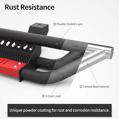 OEDRO 6 inch Running Boards, Drop Side Steps Compatible with 2018-2025 Jeep Wrangler JL 2 Door, All Steel Nerf Bar Paintable Step Plates