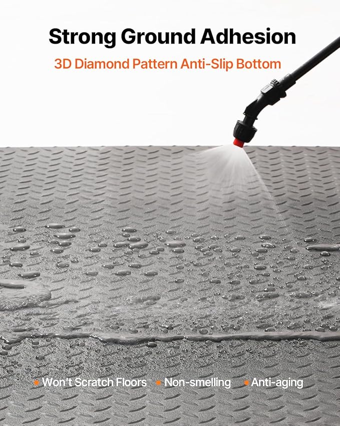 VEVOR Diamond-Plate Flooring Roll, SBR Rubber Mat, Easy to Clean, Gym & Garage Industry, Black