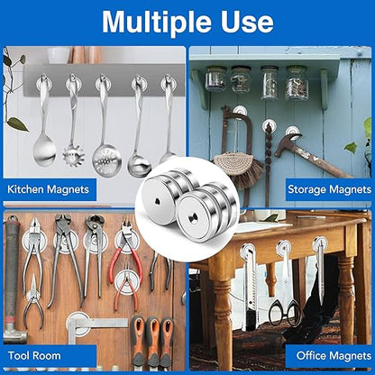 MIKEDE Magnet,150LB+ Neodymium Cup with Super Strong Attraction, Heavy Duty Pot Magnets with Hole for Mounting,Rare Earth Magnets with Screw for Hanging, Office, Craft -10 Pack