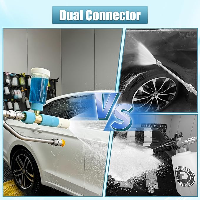 Tool Daily Foam Cannon with Dual Connector Accessory, Original Soap Cannon for Pressure Washer, 5 Power Washer Nozzle Tips, 1/4 Inch Quick Connect