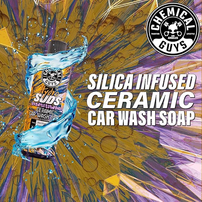 Chemical Guys EQP368 TORQ Professional Snow Foam Cannon Car Wash Snow Foamer + HydroSuds Ceramic SiO2 Foaming Car Wash Soap 16 fl oz (Safe for Cars, Trucks, & More) Works With Pressure Washer