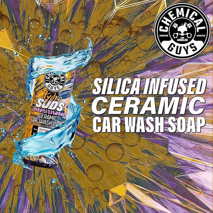 Chemical Guys EQP368 TORQ Professional Snow Foam Cannon Car Wash Snow Foamer + HydroSuds Ceramic SiO2 Foaming Car Wash Soap 16 fl oz (Safe for Cars, Trucks, & More) Works With Pressure Washer