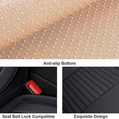 LINGVIDO Car Seat Covers, Breathable and Waterproof Faux Leather Automotive Seat Covers for Cars SUV Pick-up Truck Sedan,Universal Anti-Slip Driver Seat Cover with Backrest (Full Seat, Black)
