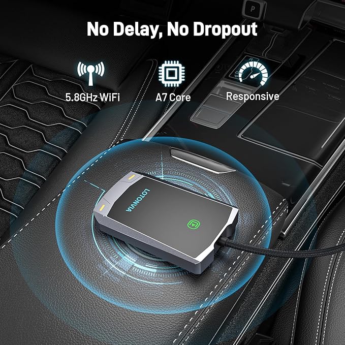 Wireless CarPlay Adapter for iPhone, Upgraded 5.8GHz Carplay Wireless Adapter Converts Wired to Wireless, Plug & Play, No Latency, Fast Stable Connect to iPhone iOS 10+, Fit for Cars from 2015