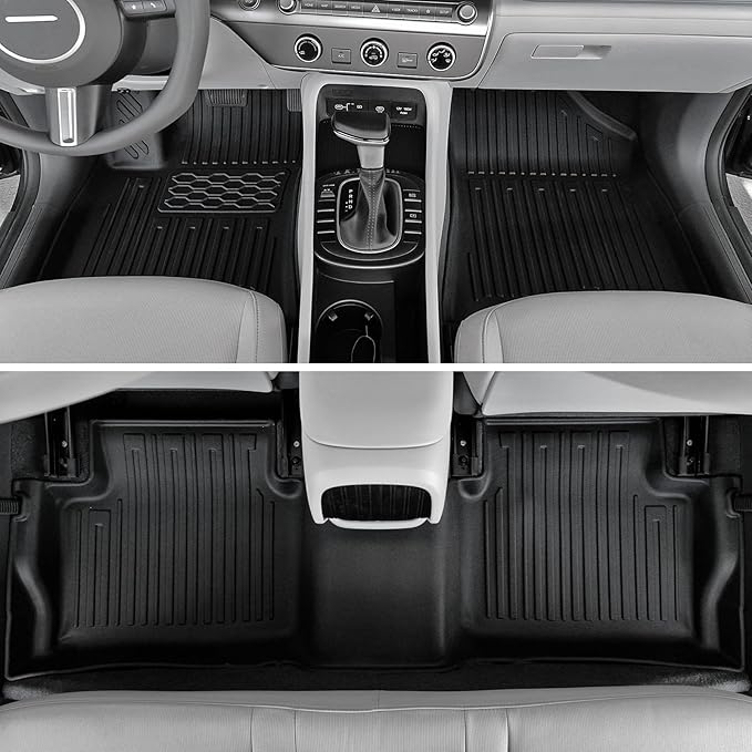 Floor Mats Set for 2024 2025 Hyundai Kona Gas, Full Coverage All Weather Floor Mats Cargo Mat with Backrest Protectors & Door Sill Guards for Hyundai Kona Accessories (Not fit EV/Electric)