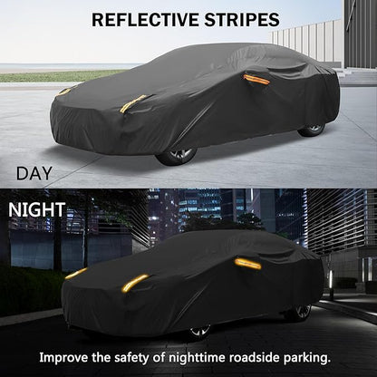 MORNYRAY Compatible with Mazda MX-5,Car Cover Outdoor Waterproof Sun Rain Snow Hail Protection with Driver Door Zipper (Black, Custom Fit for Mazda MX-5)