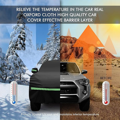 for 2002-2023 Toyota 4runner Car Cover 210D Outdoor Waterproof UV Protection, with Cotton Layer, Zipper Door, Reflective Strip, Storage Bag, for 2002-2020 2021 2022 2023 4runner