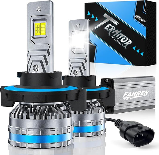 FAHREN 120W High Power H13 Fog Bulbs, 1000% Brighter 1:1 Design 9008 Light Bulbs,60,000 Lumens tire lights, 6500K Cool White, Plug & Play with CANBUS Ready, Pack of 2