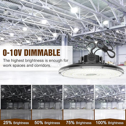 9 Pack 480V LED High Bay Light UL DLC Listed UFO Light 150W 100W 80W Adjustable, Dimmable High Bay LED Shop Lights 5000K Daylight, IP65 Commercial Bay Lighting for Warehouse Factory
