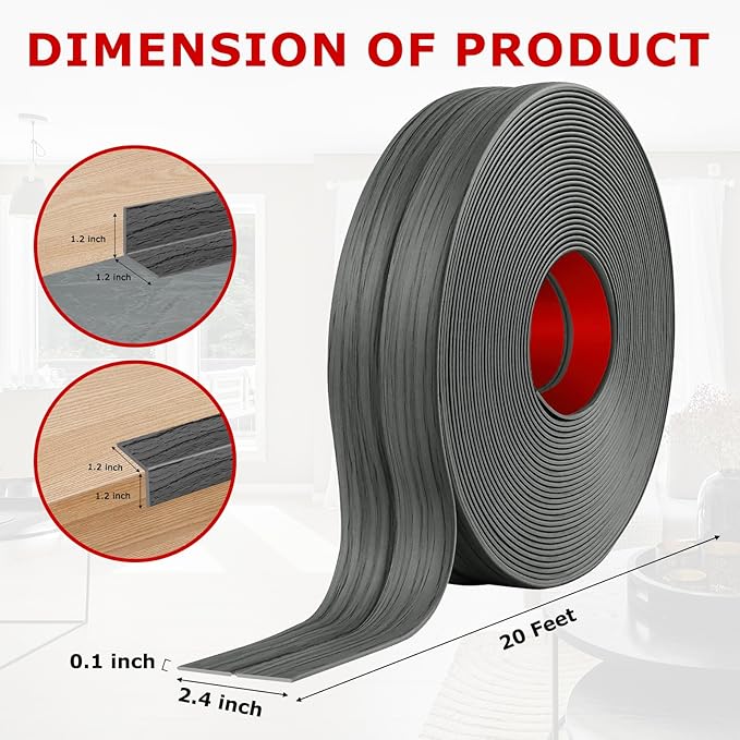 Flexible Wall Corner Protector Moulding Trim Peel and Stick Wall Corner Guards Edge Protector Self Adhesive Molding Trim Strip for Edge Ceiling (Deep Gray Wood Grain, 2.4 in x 20 Ft)