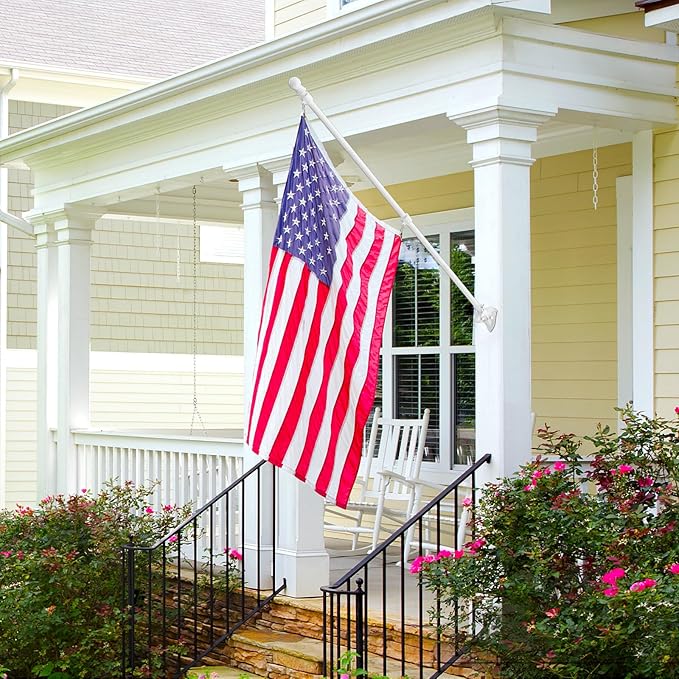 ZMTECH Flag Pole - Upgraded Bracket, 6 FT Stainless Steel Flag Poles for Outside House, Residential or Commerical, Tangle Free Flag Pole Kit for American Flag (Without Flag, White)