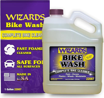 Wizards Bike Wash - Cleaner For Motorcycle Washing Kit - Quick Detailer for Bike Kit with Bug Remover - For Your Motorcycle Accessories and Detail Kit - 1 Gallon