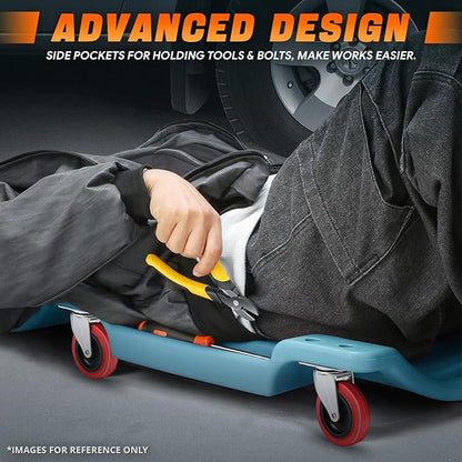 DNA MOTORING 36" L X 17" W x 4.25" H Vehicle Repair Low Profile Automotive Creeper w/Padded Headrest, Tiffany Blue, TOOLS-00201-TB