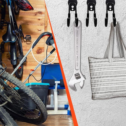15 Pack Garage Hooks Heavy Duty with Anti-Slip Coating Wall Mount Storage Organizer for Hanging Power and Garden Tools, Ladder, Hose, Bikes, Ropes, Bulk Items Shed Hooks