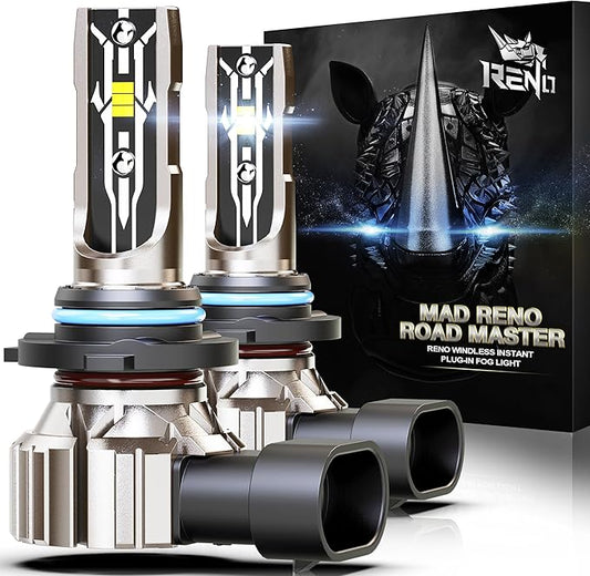RENO 9006 Bulb, 9006 Fog Lights Bulb, 9006 Light Bulbs Fog Bulb Fanless In Line Car Fog Light Plug and Play, Pack 2