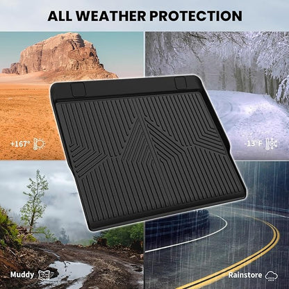 LASFIT Trunk&Seatback Mats for Toyota 4Runner 2013-2024 (5 Seats),All Weather TPE Custom Fit Floor Liner for 4 Runner 5th gen 2 Row Car Mats, Black(Not fit Equipped Sliding Cargo Tray Option)