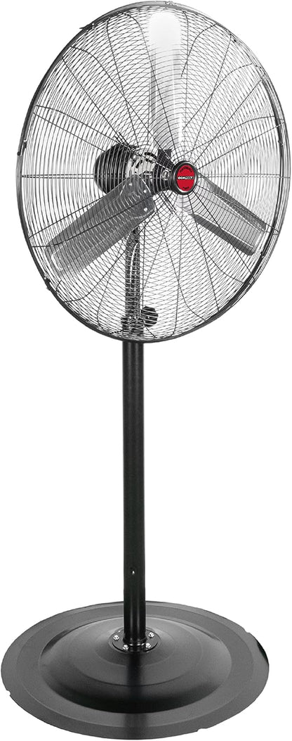 OEMTOOLS OEM24885 30" Oscillating Pedestal Fan, Adjustable Height for Garage, Shop, Gym, Warehouse 9500 CFM Airflow, 3-Speed Enclosed Motor, 3 Aluminum Blades, Dust-Resistant Industrial Purpose