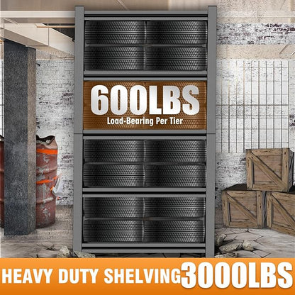 72" H Garage Shelving 3000LBS Heavy Duty Shelving Units and Storage Shelves Adjustable 5 Tier Metal Industrial Shelving for Kitchen,Utility Room and Basement,Black (16" D*36" W*72" H)