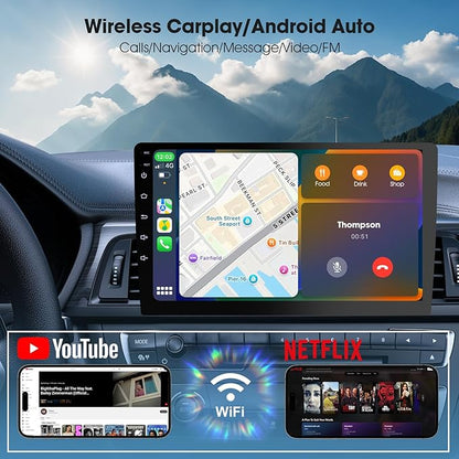 Wireless Double Din Car Stereo with Apple CarPlay/Android Auto,Carplay Screen for Car,Voice Control with Backup Camera,Bluetooth,Navigation, Mirror Link (9 Inch)