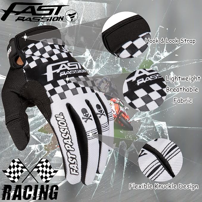 Motorcycle Gloves for Men/Women - Dirt Bike & Motocross Gloves with Anti-Slip ATV BMX MX MTB Riding Cycling Features