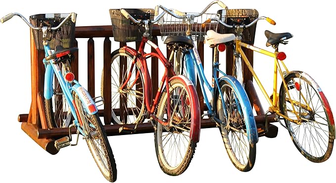 13-Place Bike Log Rack, Outdoor Bike Stand, Freestanding Commercial Bicycle Storage Racks, Standing Rack for Bikes, Bicycle Parking Floor Stand, Ebike Racks, Fat Tire Bikes for Men - Canyon Brown