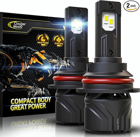 Cougar Motor 9007 Bulbs, HB5 Fog Lights 6500K White Non-Polarity 9007 Fog Bulb or Off-Road Use Plug and Play - Pack of 2