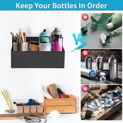 Magnetic Aerosol Spray Can Holder, Magnet Toolbox Bottle Holder, Tool Box Storage Rack for Garage and Home, Craft Workspace, Mechanic Paint Bottle Can Organizer, Black, 3"x8.3"