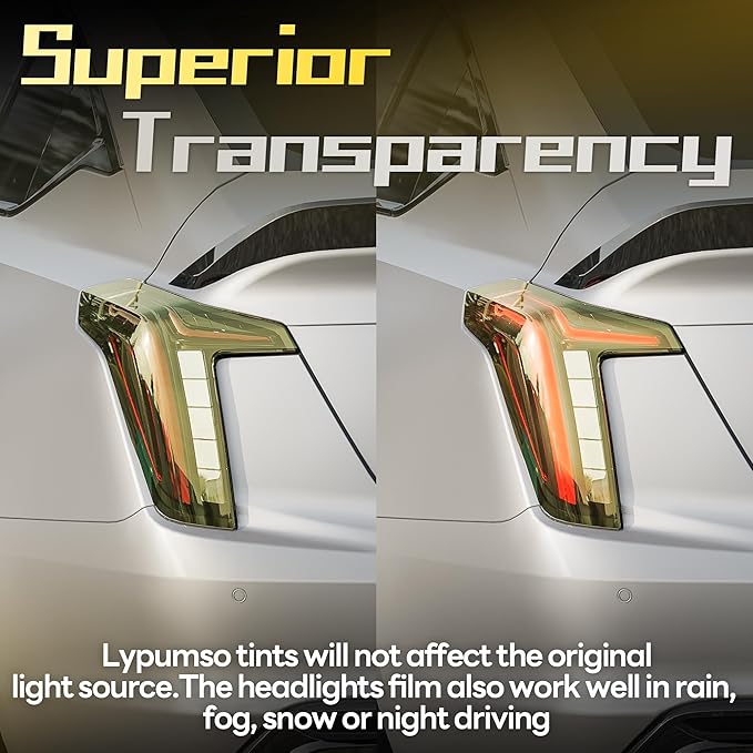Lypumso 16 x 60 Inches Headlight Taillight Car Tint Vinyl Film, Self Adhesive Fog Lights Sticker Sheet Roll for Car Lights Cover Protection (Yellow)