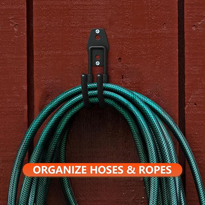 4 Pack 5.5x4.1 Inch Utility Steel Wall Mount Heavy Duty Garage Hooks with Anti-Slip Coating,Storage More Yard,Garden and Power Tools and for Hanging Hose,Ladder and Bike