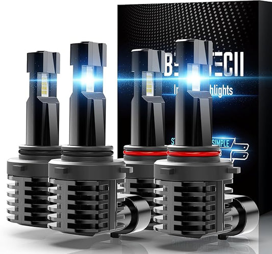 BEAMTECH 9005 9006 Fog Light Bulbs, Fanless in Line 6500K Light Bulb Pack of 4