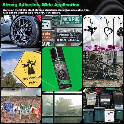 NADAMOO Aluminum Wheel Spray Paint, Car Rim Aerosol Paint for Recolor and Protection of Metal Surface, Semi-gloss Black, 2 Cans, 13 Oz Per Can