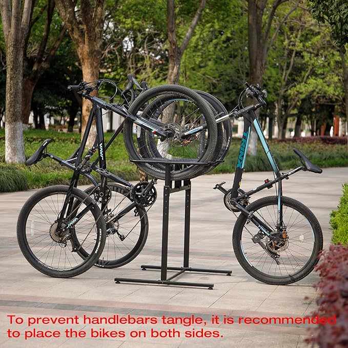 CXWXC 3/5 Bikes Stand Rack - Bike Storage Parking Racks Indoor/Outdoor - Bicycle Stand Garage for Parking Mountain Road Hybrid Bike, Fits Wheels up to 2.4" (For 3 Bikes)