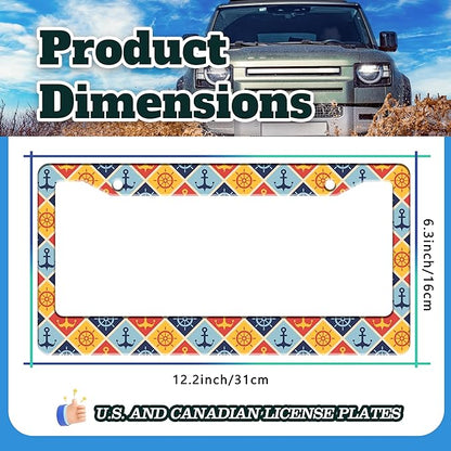 Anchor Rudder License Plate Frame Nautical Stainless Steel License Plate Holder for Front or Rear Car Tags Funny for Car Decoration Accessories with Screws 6.3 X 12.2 in for Women Men
