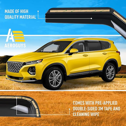 Extra Durable Window Deflectors in-Channel Window Visors Rain Guards Fit for Hyundai Santa Fe 2019-2023, Sun Visors, Wind Vent for Shades, Exterior Car Accessories - 4pcs. AG0728