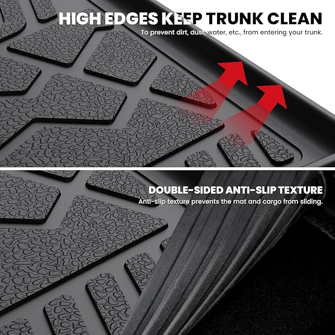 LASFIT Trunk Mat for Jeep Wrangler 2011-2018 JK Unlimited 4-Door (NOT for JL or 2-Door) All Weather TPE Custom Fit Cargo Mat Trunk Liner Cargo Liner, Black