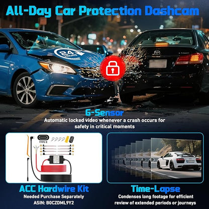 Dash Cam Front 4K Dash Camera for Cars Built-in WiFi/APP Control Dashcams for Cars, 1.2" IPS Touch Screen Dash Cam with Free 32GB Card,170°Wide Angle, G-Sensor, Night Vision, 24H Parking Mode Dashcam