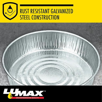 LUMAX LX-1709 Silver 3.5 Gallon (13.5 L) Galvanized Drain Pan, Bright Zinc Corrosion-Resistant Finish, 16 inches in Diameter x 4 inches High, Great for Oil Changes