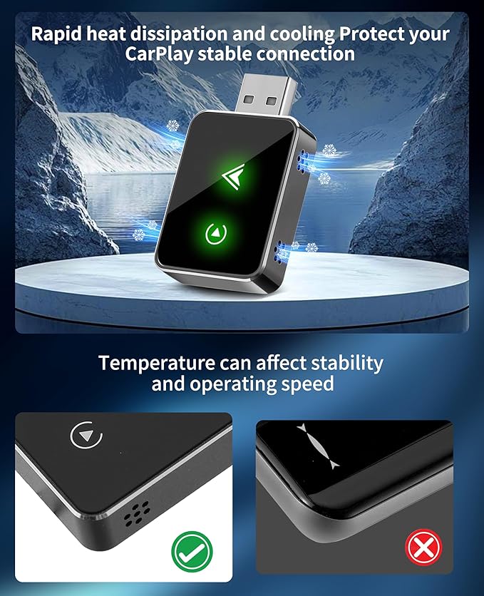 Carplay Wireless Adapter, 2 in1 Carplay & Android Auto 2025 Upgraded Wireless Adapter, Converts Wired to Mini Size Car Play, Fast Auto-Connect, No Latency, Plug and Play, USB A/C